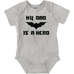 Brisco Brands Father’s Day My Dad is a Superhero Baby Romper Boys or Girls(Heather)
