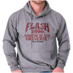 Brisco Brands Flash Gordon Logo Vintage Comic Hero Hoodie Sweatshirt Women Men(Sport Grey)