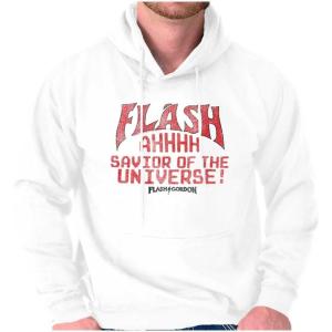 Brisco Brands Flash Gordon Logo Vintage Comic Hero Hoodie Sweatshirt Women Men(White)