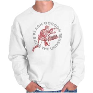 Brisco Brands Flash Gordon Superhero Comic Book Sweatshirt for Men or Women(White)