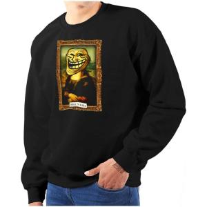 Brisco Brands Funny Classic Art Troll Face Meme Sweatshirt for Men or Women(Black)