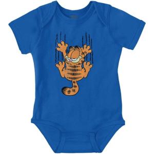 Brisco Brands Funny Garfield Cartoon Scratching Cat Baby Romper Boys or Girls(Royal)