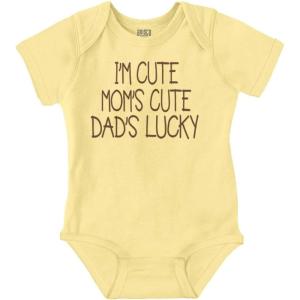 Brisco Brands Funny Im Cute Moms Cute Dads Lucky Baby Bodysuit Jumper Girls(Banana)