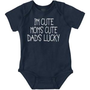 Brisco Brands Funny Im Cute Moms Cute Dads Lucky Baby Bodysuit Jumper Girls(Navy)