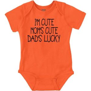 Brisco Brands Funny Im Cute Moms Cute Dads Lucky Baby Bodysuit Jumper Girls(Orange)