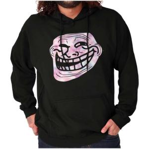 Brisco Brands Funny Internet Troll Face Meme Hoodie Sweatshirt Women Men(Black)