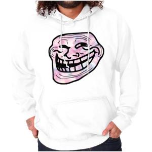 Brisco Brands Funny Internet Troll Face Meme Hoodie Sweatshirt Women Men(White)