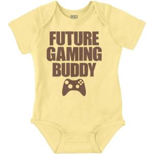 Brisco Brands Future Gaming Buddy Gamer Dad Joke Baby Romper Boys or Girls(Banana)