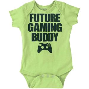 Brisco Brands Future Gaming Buddy Gamer Dad Joke Baby Romper Boys or Girls(Key Lime)