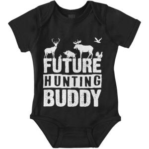 Brisco Brands Future Outdoor Buddy Fishing Hunting Baby Romper Boys or Girls(Hunting Buddy – Black)