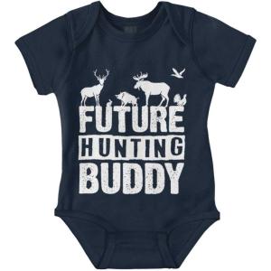 Brisco Brands Future Outdoor Buddy Fishing Hunting Baby Romper Boys or Girls(Hunting Buddy – Navy)