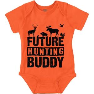 Brisco Brands Future Outdoor Buddy Fishing Hunting Baby Romper Boys or Girls(Hunting Buddy – Orange)
