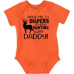 Brisco Brands Future Outdoor Buddy Fishing Hunting Baby Romper Boys or Girls(Hunting With Daddy – Orange)