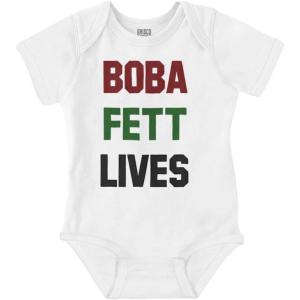 Brisco Brands Galactic Bounty Hunter Nerdy Geek Baby Romper Boys or Girls(White)