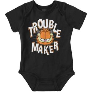 Brisco Brands Garfield Cartoon Funny Troublemaker Baby Romper Boys or Girls(Black)