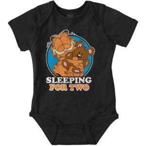 Brisco Brands Garfield Cartoon Sleeping For Two Baby Romper Boys or Girls(Black)