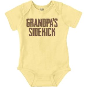 Brisco Brands Grandpa Sidekick Cute Funny Grandkids Baby Romper Boys or Girls(Banana)
