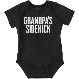 Brisco Brands Grandpa Sidekick Cute Funny Grandkids Baby Romper Boys or Girls(Black)