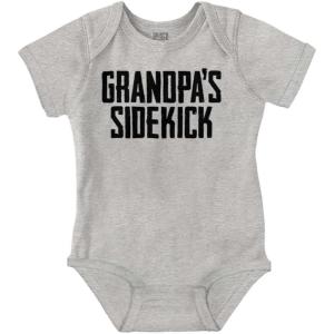 Brisco Brands Grandpa Sidekick Cute Funny Grandkids Baby Romper Boys or Girls(Heather)