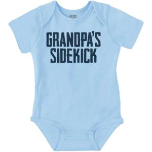 Brisco Brands Grandpa Sidekick Cute Funny Grandkids Baby Romper Boys or Girls(Light Blue)