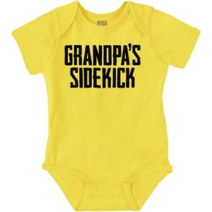 Brisco Brands Grandpa Sidekick Cute Funny Grandkids Baby Romper Boys or Girls(Zest)