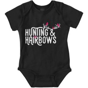 Brisco Brands Hunting and Hairbows Cute Daughter Baby Bodysuit Jumper Girls(Black)