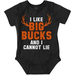 Brisco Brands I Like Big Bucks Funny Hunting Baby Bodysuit Jumper Boys(Black)