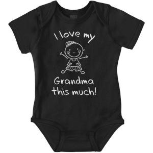 Brisco Brands I Love My Grandma This Much Cute Baby Romper Boys or Girls(Black)