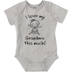 Brisco Brands I Love My Grandma This Much Cute Baby Romper Boys or Girls(Heather)