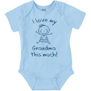 Brisco Brands I Love My Grandma This Much Cute Baby Romper Boys or Girls(Light Blue)