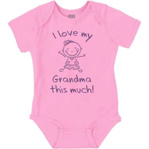 Brisco Brands I Love My Grandma This Much Cute Baby Romper Boys or Girls(Pink)