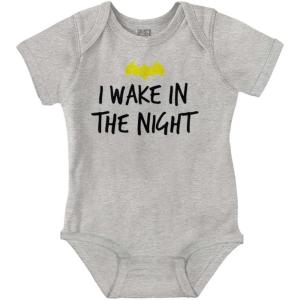 Brisco Brands I Wake in the Night Superhero Bat Baby Romper Boys or Girls(Heather)