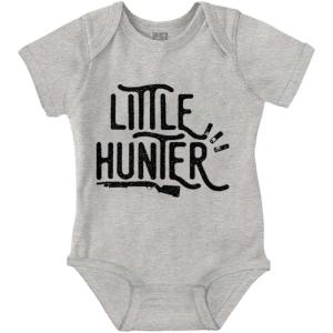 Brisco Brands Little Hunter Cute Kiddos Hunting Baby Romper Boys or Girls(Heather)
