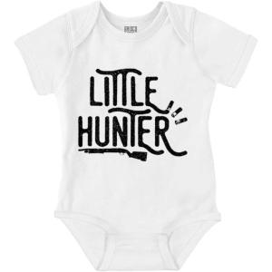 Brisco Brands Little Hunter Cute Kiddos Hunting Baby Romper Boys or Girls(White)