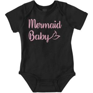 Brisco Brands Mermaid Baby Ocean Sea Princess Baby Bodysuit Jumper Girls(Black)