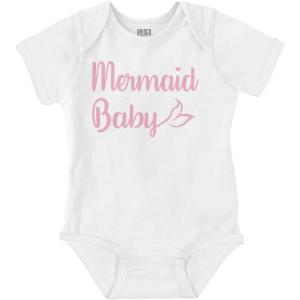 Brisco Brands Mermaid Baby Ocean Sea Princess Baby Bodysuit Jumper Girls(White)