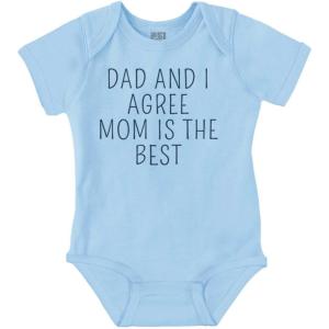 Brisco Brands Mom is the Best Cute Adorable Baby Romper Boys or Girls(Light Blue)