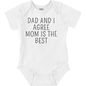 Brisco Brands Mom is the Best Cute Adorable Baby Romper Boys or Girls(White)