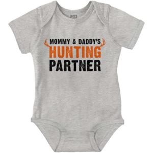 Brisco Brands Mommy and Daddy’s Hunting Partner Baby Romper Boys or Girls(Heather)