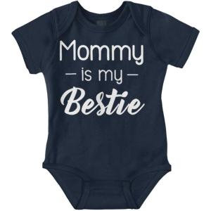 Brisco Brands Mommy is my Bestie Cute Daughter Baby Bodysuit Jumper Girls(Navy)