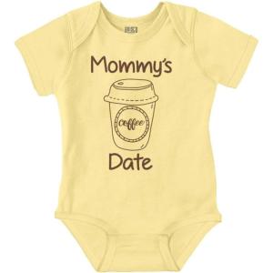 Brisco Brands Mommy’s Coffee Date Cute Adorable Baby Romper Boys or Girls(Banana)