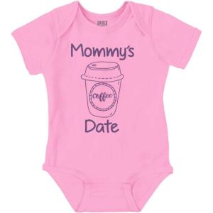 Brisco Brands Mommy’s Coffee Date Cute Adorable Baby Romper Boys or Girls(Pink)