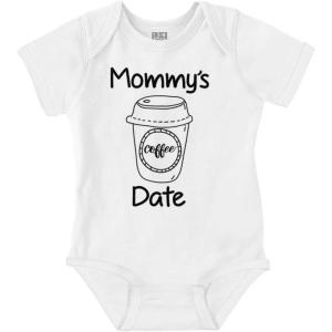 Brisco Brands Mommy’s Coffee Date Cute Adorable Baby Romper Boys or Girls(White)