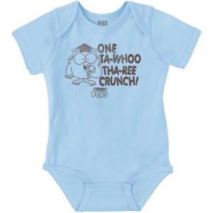 Brisco Brands Mr Owl Tootsie Roll Pop Vintage Logo Baby Romper Boys or Girls(Light Blue)