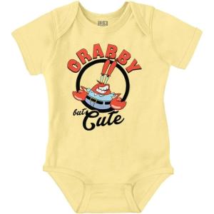Brisco Brands Mr.Krabs Krabby But Cute Cartoon Baby Romper Boys or Girls(Banana)