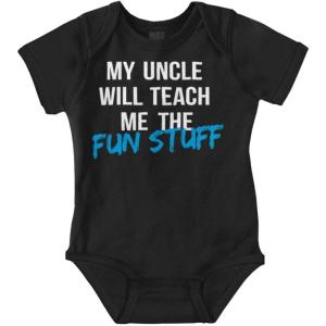 Brisco Brands My Uncle Will Teach Me The Fun Stuff Baby Romper Boys or Girls(Black)