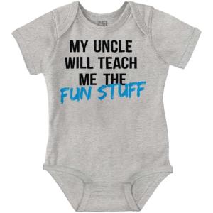 Brisco Brands My Uncle Will Teach Me The Fun Stuff Baby Romper Boys or Girls(Heather)