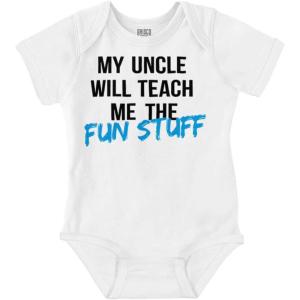 Brisco Brands My Uncle Will Teach Me The Fun Stuff Baby Romper Boys or Girls(White)