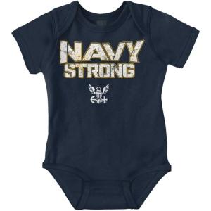 Brisco Brands Navy Strong United States Military Baby Romper Boys or Girls(Navy)