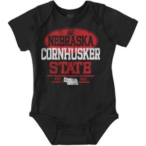 Brisco Brands Nebraska NE Corn Logo Souvenir Baby Romper Boys or Girls(Black)